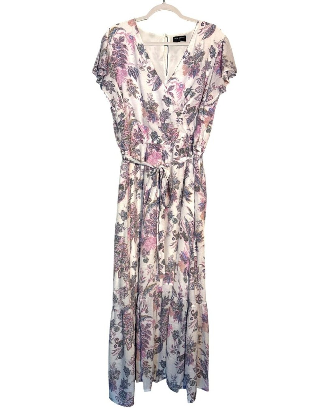 Lane Bryant Flutter Sleeve Surplice Neck Paisley Floral Maxi Dress Size 20